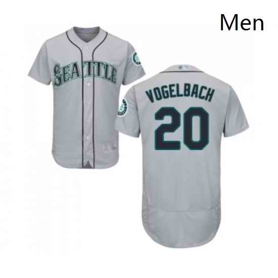 Mens Seattle Mariners 20 Dan Vogelbach Grey Road Flex Base Authentic Collection Baseball Jersey